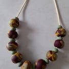 POLYMER CLAY AUTUMN COLOURED NECKLACE - FREE UK SHIPPING