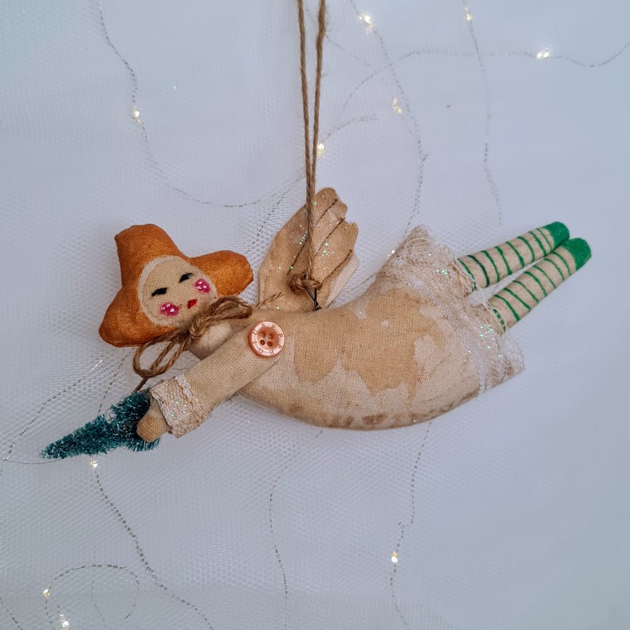 Handmade primitive angel christmas decoration
