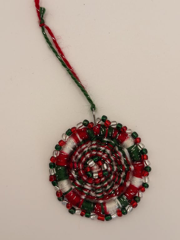 Handmade Festive Dorset Button Beaded Hanging Decoration - Upcycled Ornament