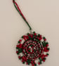 Handmade Festive Dorset Button Beaded Hanging Decoration - Upcycled Ornament