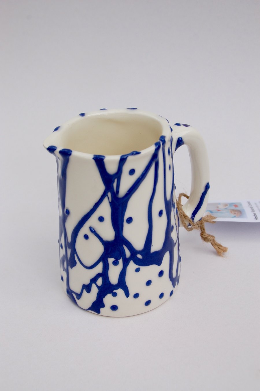 half pint blue slip jug