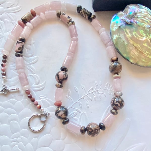 Rhodonite and Rose Quartz necklace