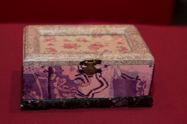 A decopatch photo and jewellery box
