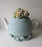 Tea cosie Tea cosy  Duck egg blue with Whirly - twirly flowers