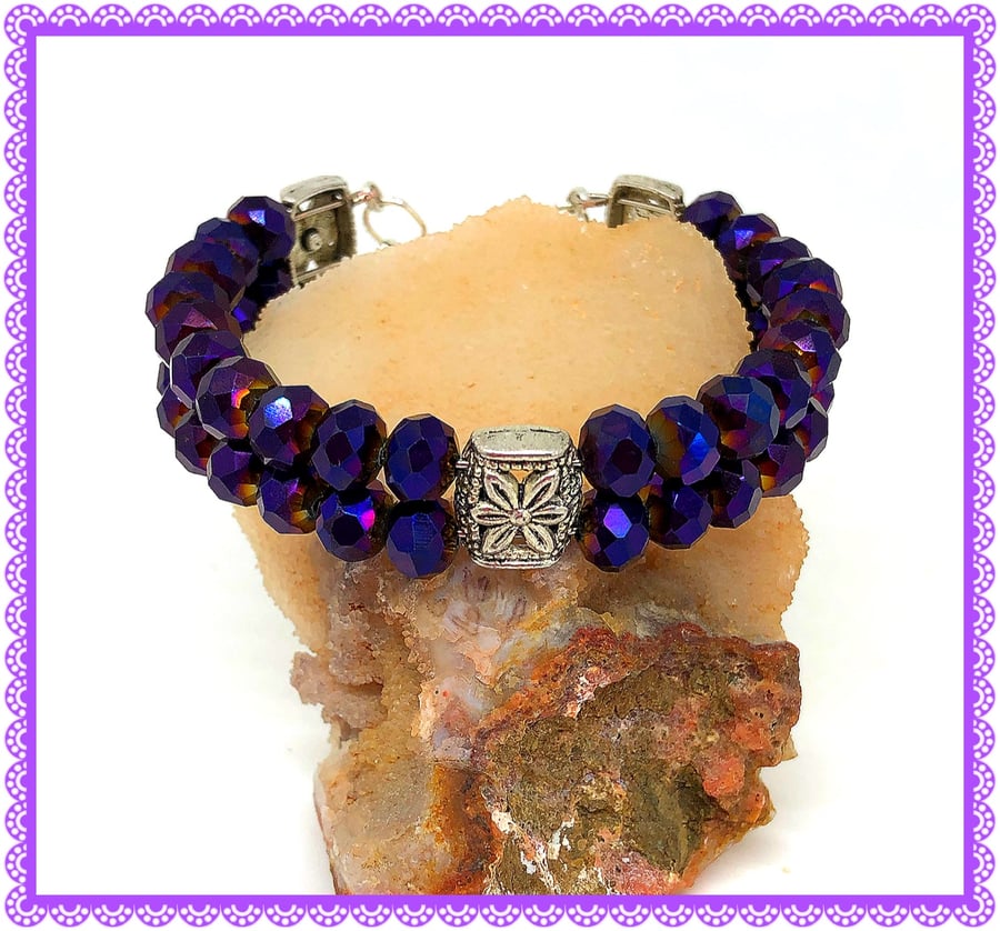 One of a Kind Triqueria Purple  double bangle style bracelet