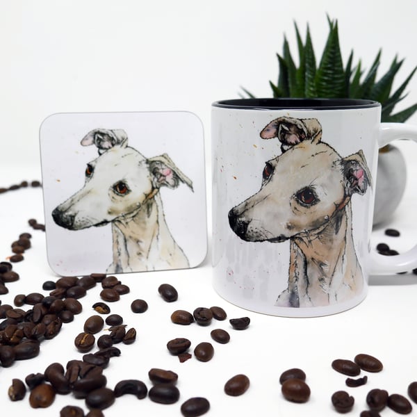 Whippet, Whippet Mug, Whippet Gift, Mug & Coaster Set, Sighthound Gift, Dog Love