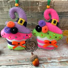 Halloween decorations, Halloween cupcake,Set of 2, Felt, Hanging ornaments