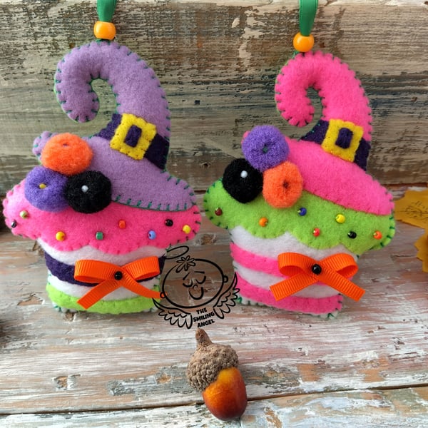 Halloween decorations, Halloween cupcake,Set of 2, Felt, Hanging ornaments