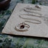 Silver hoop pendant with garnet - recycled silver pendant - January birthstone