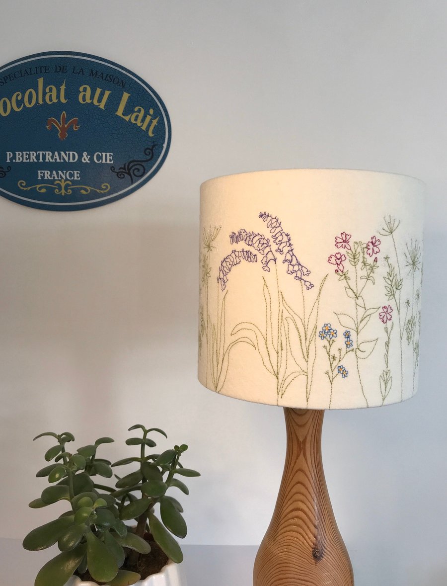 Cornish Hedgerow Embroidered lampshade