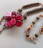 Boho Rustic Flower Necklace and Earrings Set, Agate & Pyrite - Image 1