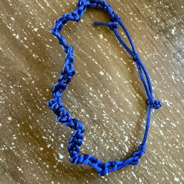 Shiny Blue Knotted Cord Bracelet