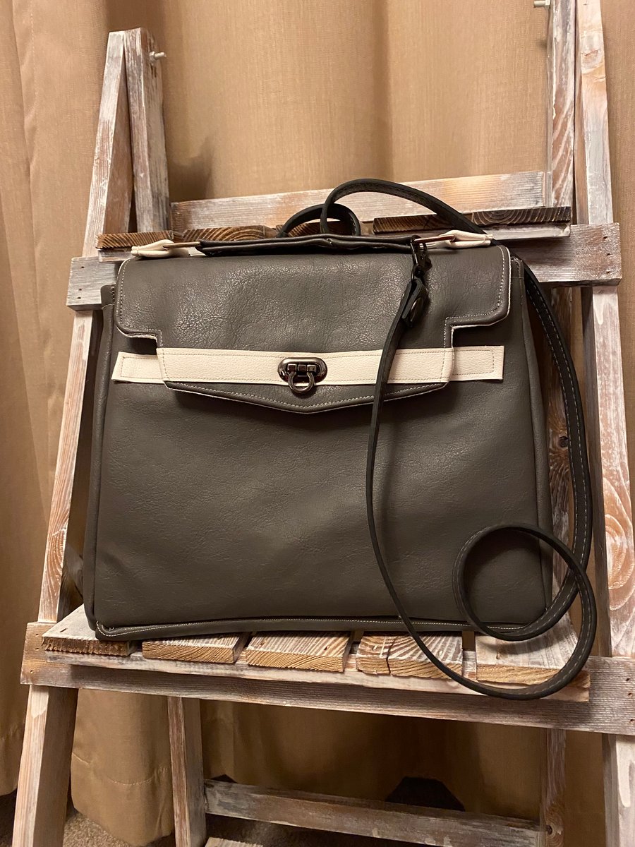Grey Faux leather hand bag 