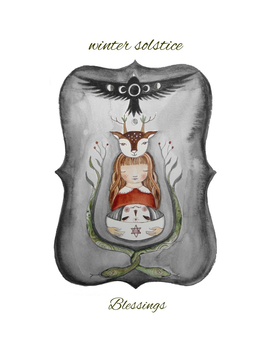 Winter solstice cards x4