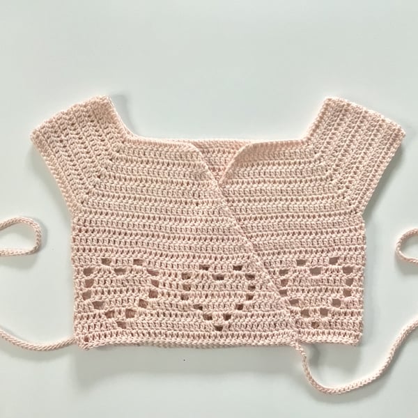 Ballet style cardigan Wrap age 4-5 years Heart Detail Pink