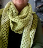 Long crocheted scarf with sawtooth edge detail