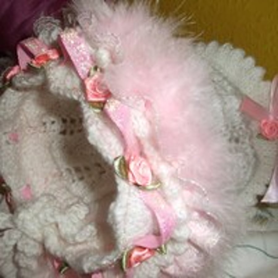 hand knitted frilled baby girl hat