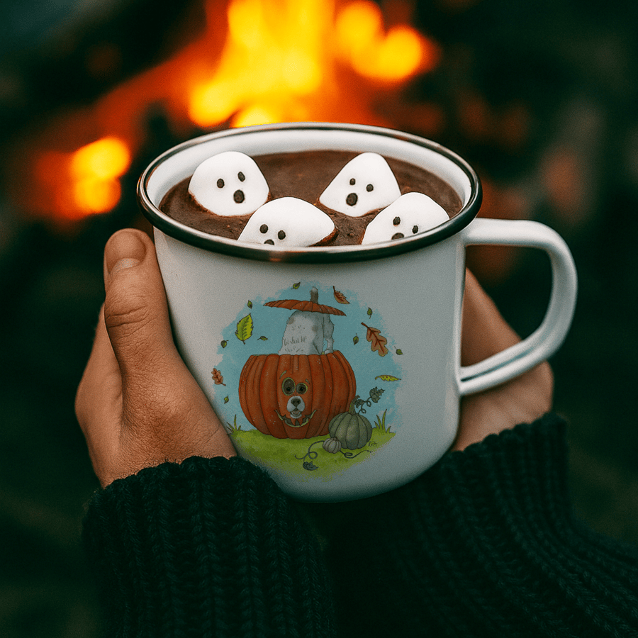 Jack-O'-Lantern Enamel Mug (Can Be Personalised)