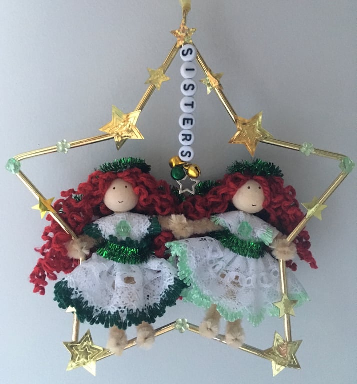 Two Sisters Fairy Doll Decoration - Sister Gift 