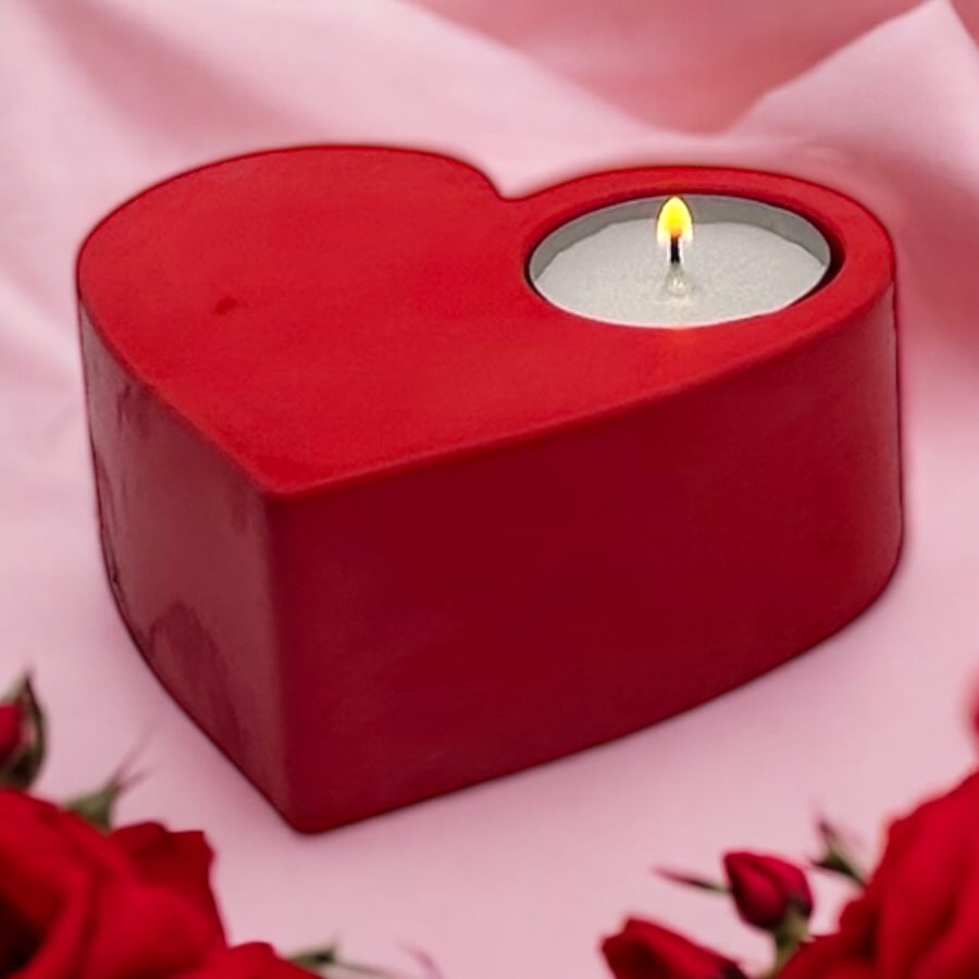 Red Heart Shaped Tealight Holder - Candle Holder (RHTLH1)