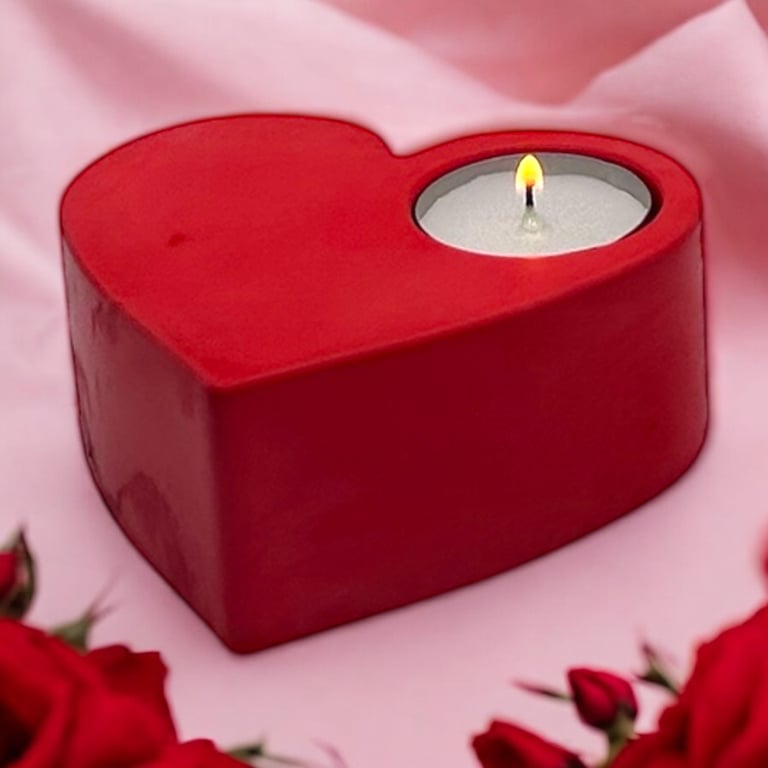 Red Heart Shaped Tealight Holder - Candle Holder (RHTLH1)