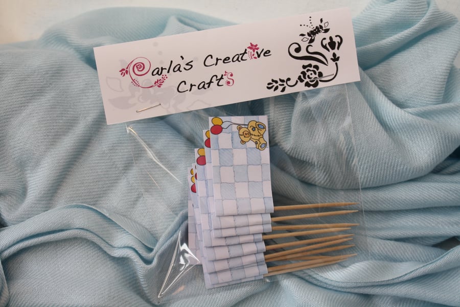 Blue Teddy Bear Food Flags