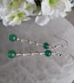 Silver Plated Wire Wrapped Drop Earrings With Green Agate
