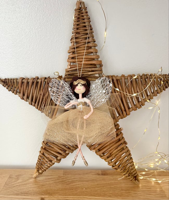 Christmas Gold Star fairy, hanging decoration