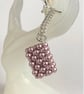 Pink Rectangle Crystal Pearl Handbag Charm, with a Chainmaille Chain and Keyring - Image 10
