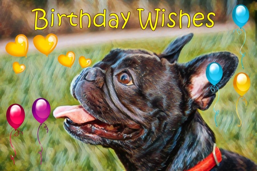 Birthday Wishes French Bulldog Card A5