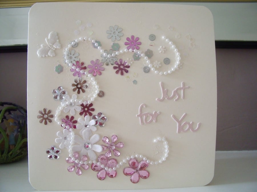 Floral, twirly romantic card