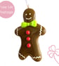 Medium Glass Gingerbread Man Hanging Decoration - Green Bow - Image 1