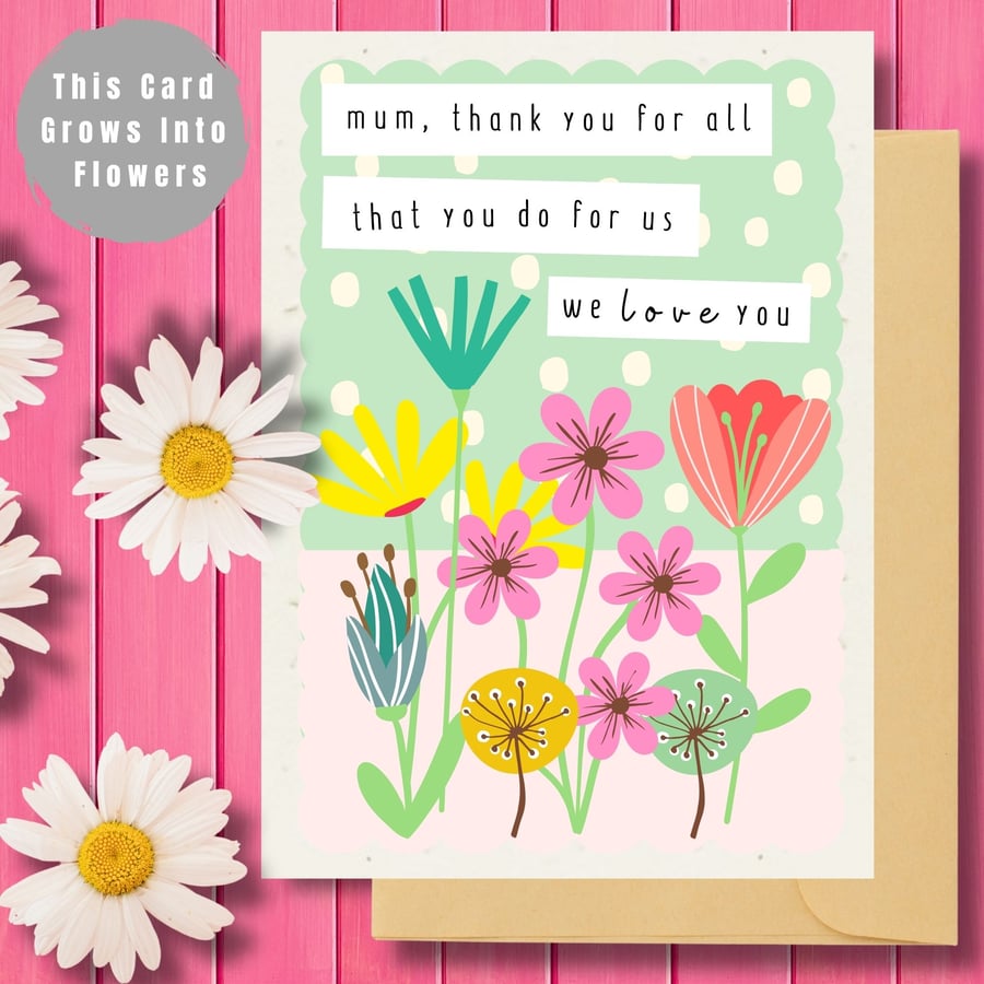 Plantable Mother's Day Card, Wildflower Seed Paper, Ecofriendly