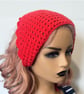 Cherry Red Crochet Hair Bandana - Cotton Triangle Headband - Image 5