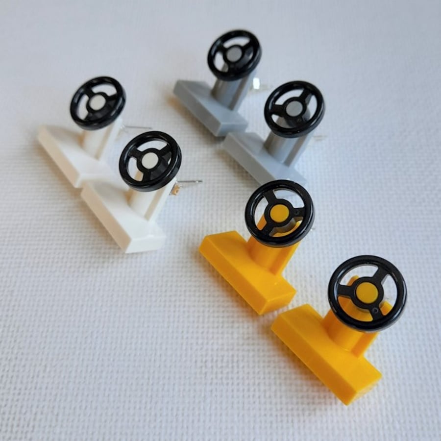 Lego Steering Wheel Earrings