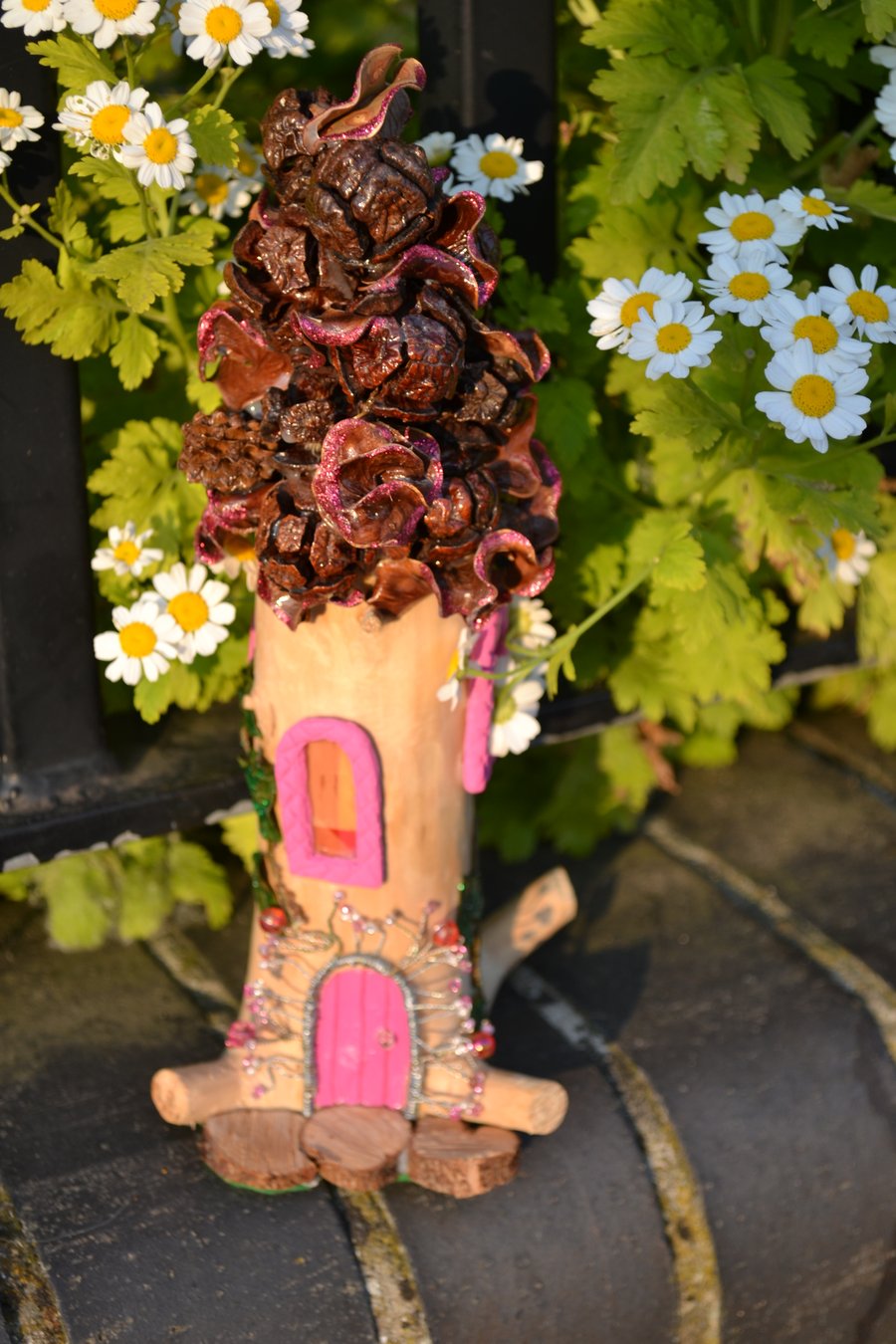 Little Pink Fairy House with ivy