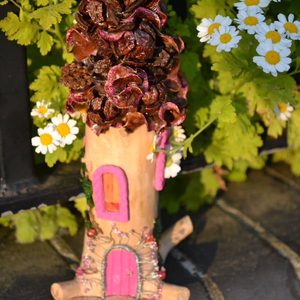 Little Pink Fairy House with ivy