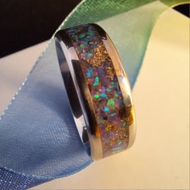 Blue Green Inlay Ring