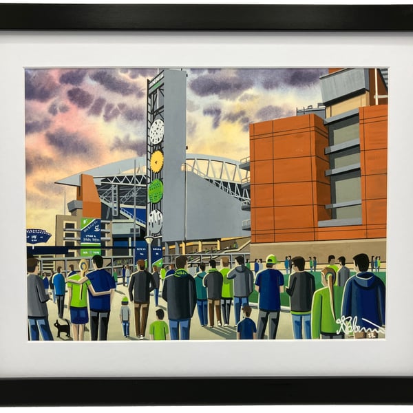 Seattle NFL High Quality Framed Art Print. Approx A4