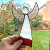 Stained Glass Large Angel Suncatcher -  Handmade Decoration - Red and White