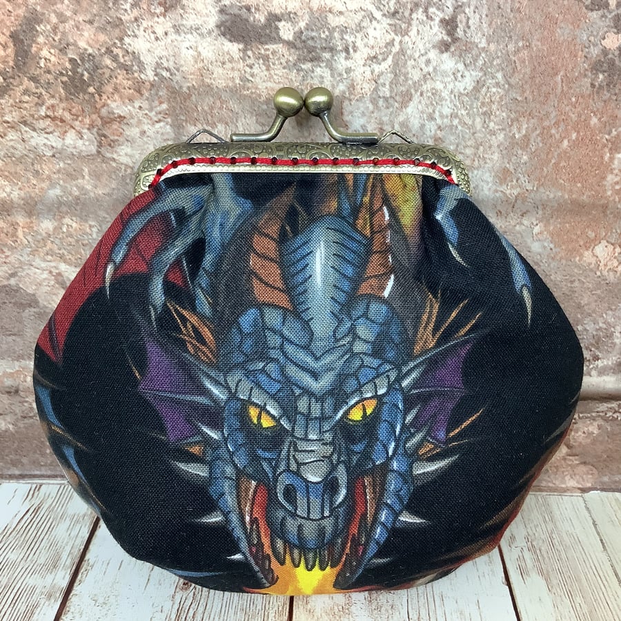 Gothic Dragons frame coin purse with kiss clasp