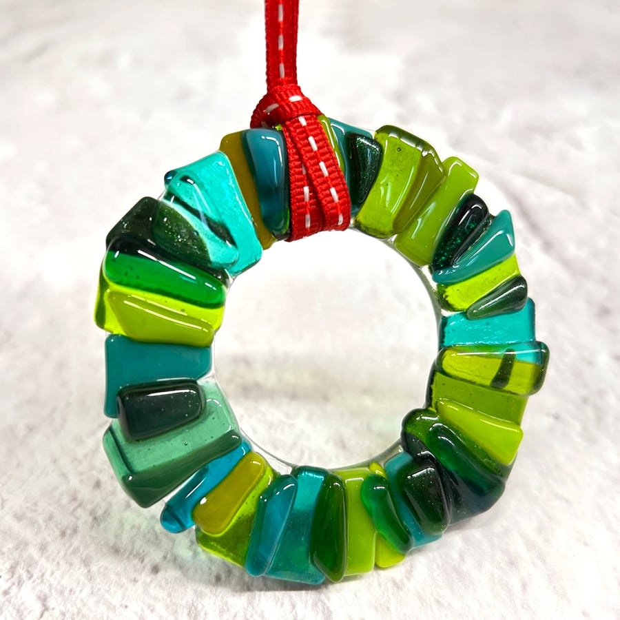 Fused Glass Wreath Christmas decoration