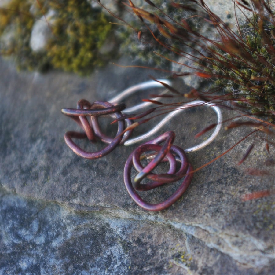 Copper  and Silver Squiggle Earrings