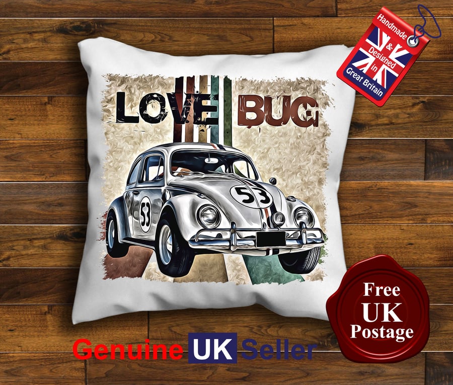 Herbie The Love Bug Cushion Cover, Choose Your Size