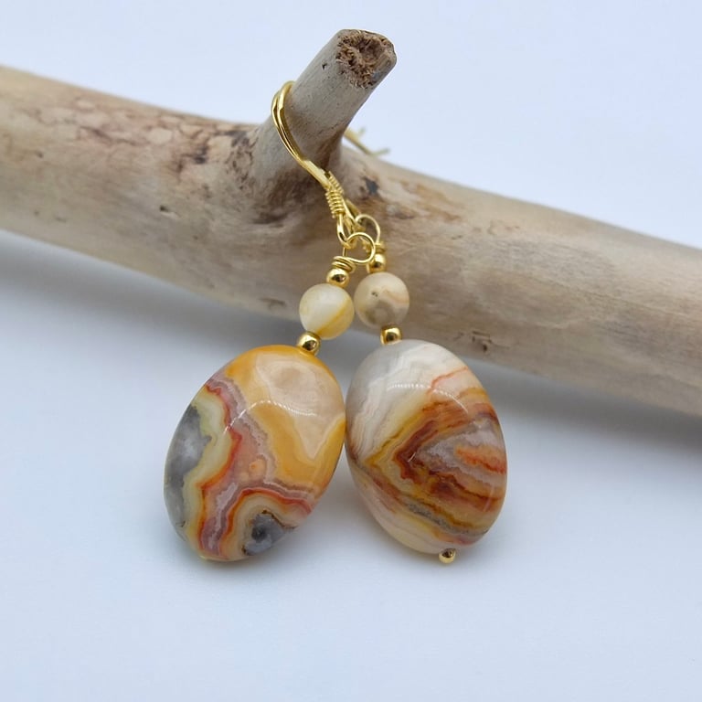 Crazy Lace Agate Earrings, Birthday, Anniversary, Handmade Gifts For Her