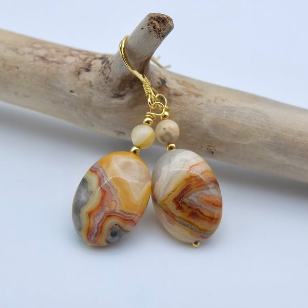 Crazy Lace Agate Earrings, Birthday, Anniversary, Handmade Gifts For Her