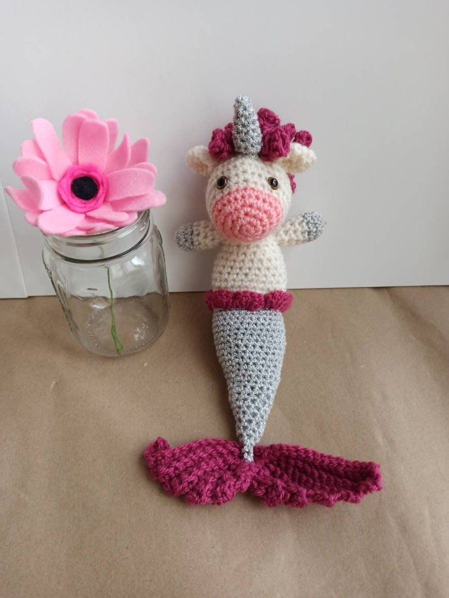 Mermacorn - Mermaid Unicorn- Small cuddly soft crochet toy, plushies, softies, p