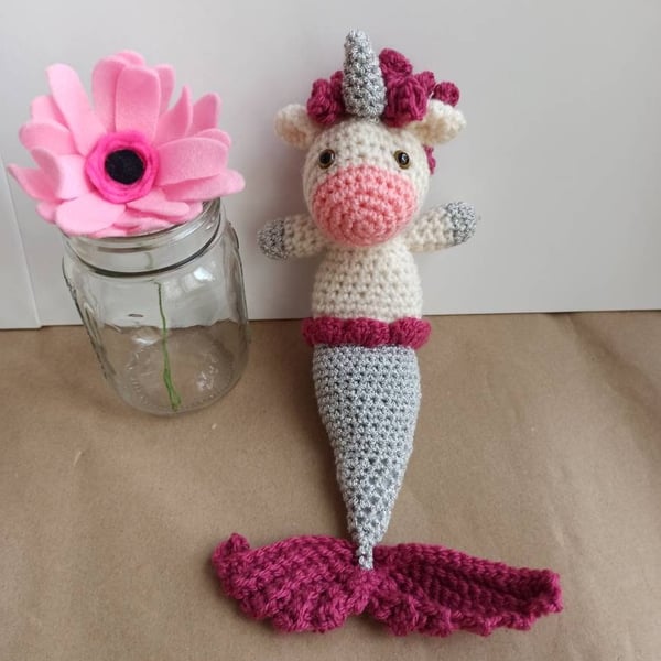 Mermacorn - Mermaid Unicorn- Small cuddly soft crochet toy, plushies, softies, p