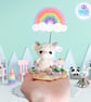 Crochet goat and rainbow sculpture. Goat ornament. Goat gift. Goat decoration. - Image 2