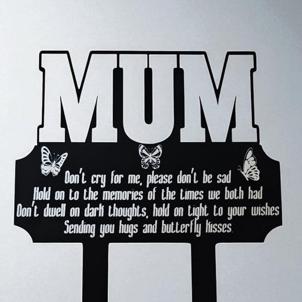 MUM Memory marker tribute side heart plaque engraved grave stake memorial